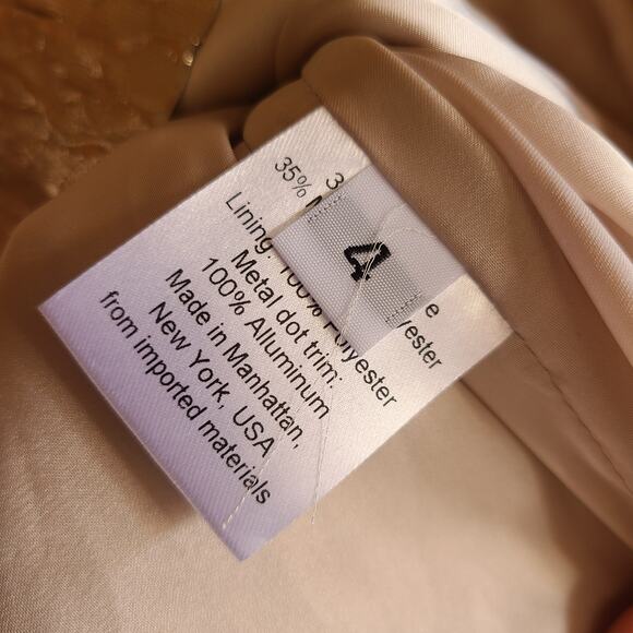 Rachel Comey Blouse Bar Textured Top Champagne 4 Metallic Crinkle Puff Sleeve - Picture 7 of 10